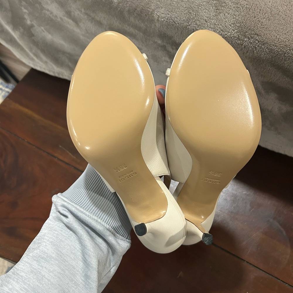 Gucci White Peep Toe Sling Back Heels sz 36.5 - Picture 6 of 8